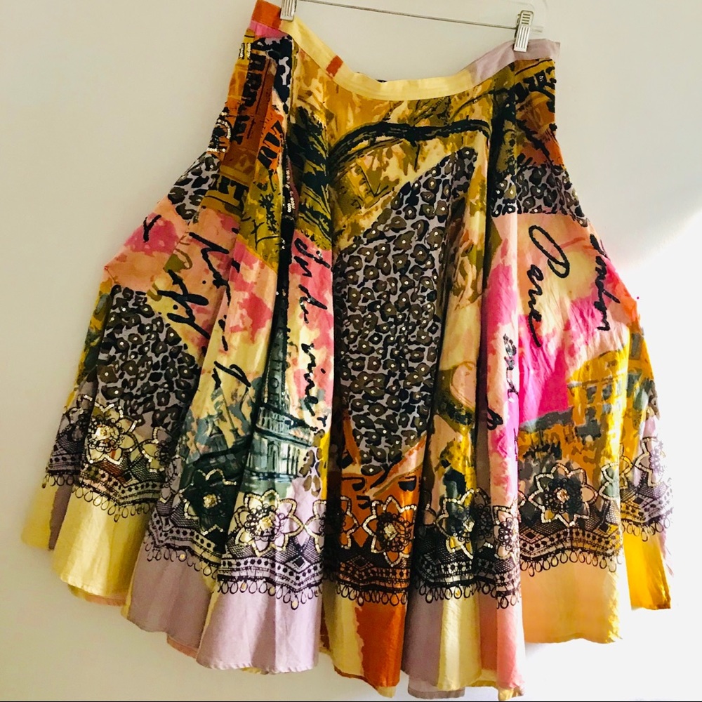 Multi-Color Pleated Flair Skirt